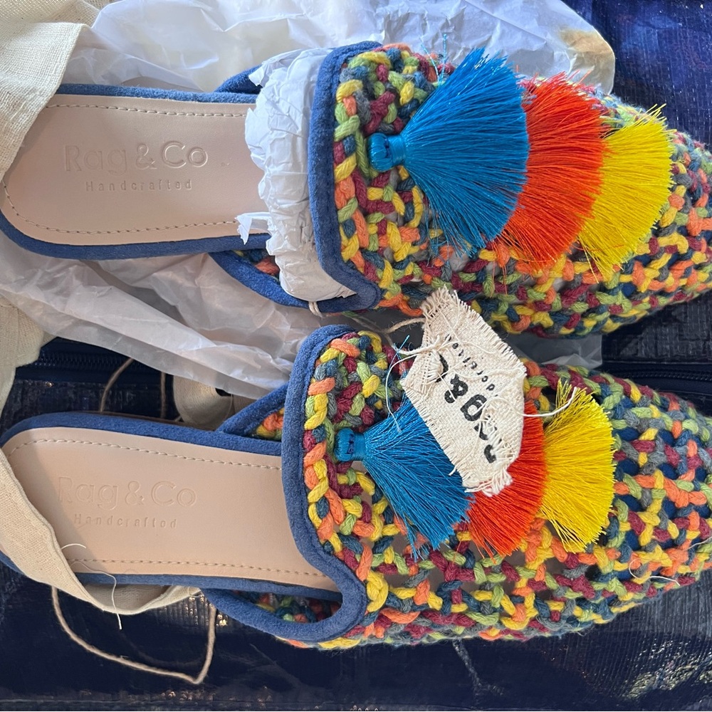 NWT | Rag & Co Colorful Handcrafted Slippers, Size 9